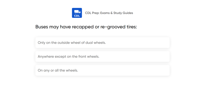 Buses may have recapped or regrooved tires