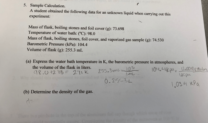 Experiment 9 molar mass of a volatile liquid